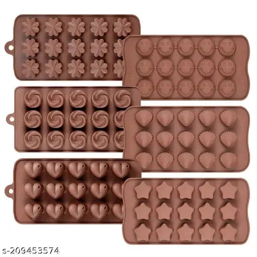 SILICON CHOCOLATE MOLDS, CANDY MAKING SILICONE MOLDS, MINI BAKING MOLDS,Chocolate Mould (pack of 6)